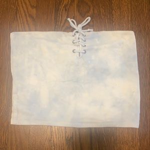 Blue and White Tye Dye Cropped Tube Top